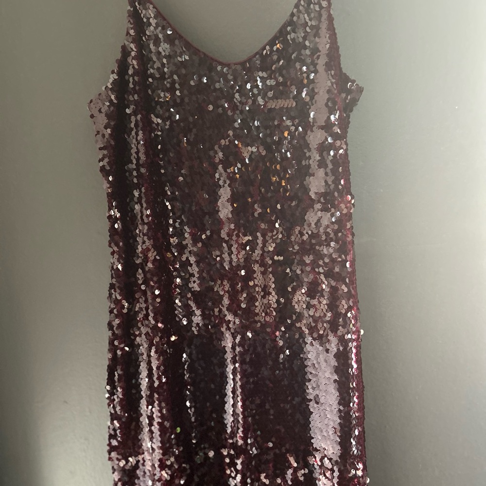 WAYF NWT Wine-Burgundyspaghetti strap sequence, mini dress SZ: Medium - Picture 7 of 9